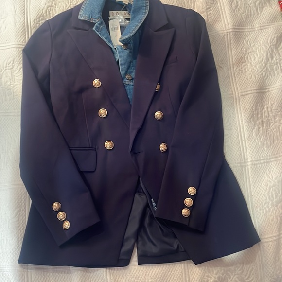 Anthropologie Dolan Navy Blazer XS with removable denim dickie. NWT. Sold out. - Picture 4 of 5